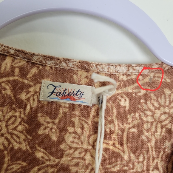 Faherty Earthy Brown Floral Paisley Garden Girl Ashley Linen Wrap Dress S - Picture 16 of 16